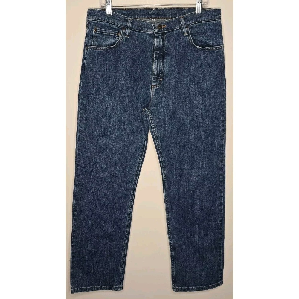 Wrangler Jeans Men 36x30 Blue‎ Straight Stretch Mid Rise Cotton Zip Fly Denim